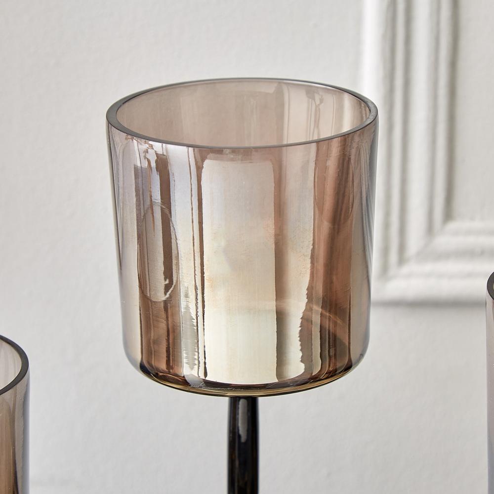 Modern Gold Plating Cylindrical Candelabra High Quality 3-Light Tableware with Tree Shape Leaves Design Metal Material