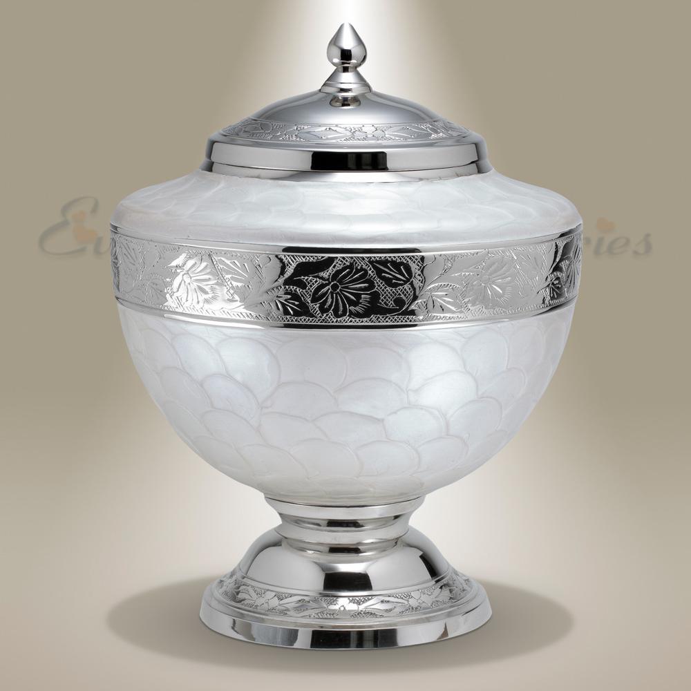 Luxury Urn with Golden Ring Band Silver touch Urns
