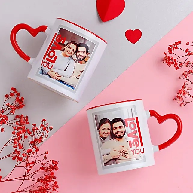 Heart Handle Sublimation Mug - Color: Multicolour