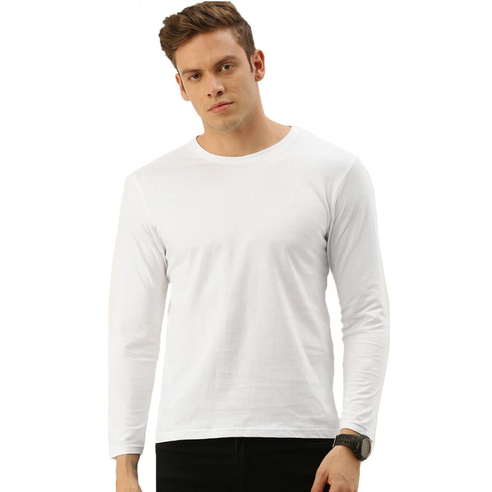Full Sleeve White Plain T Shirt