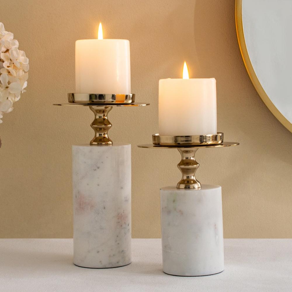 Marble Pillar Candle Holder Stand Wedding Decorative Candlesticks Stand Gold Luxury Candle Holder