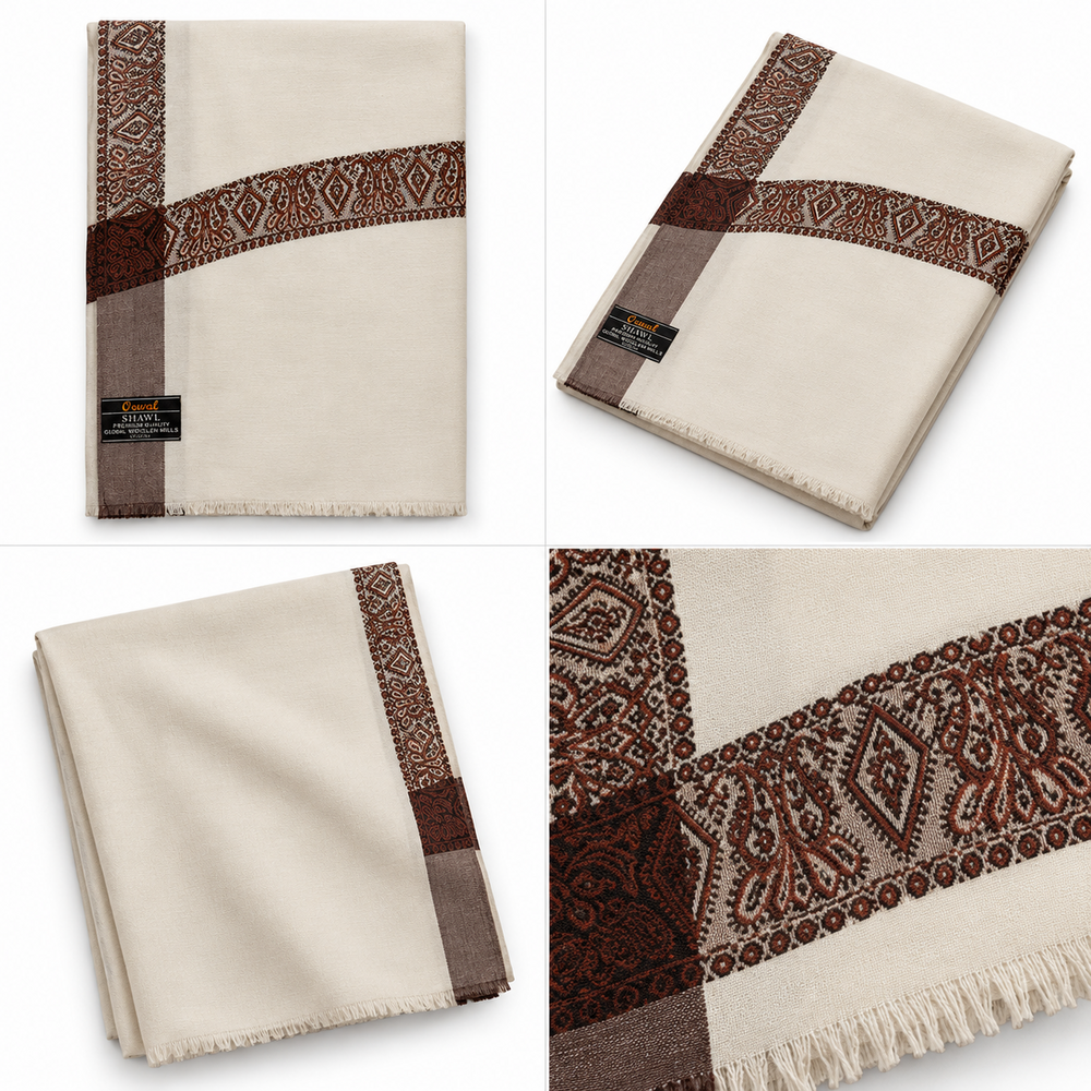 Premium Woolen Oswal Shawl - Color: Black