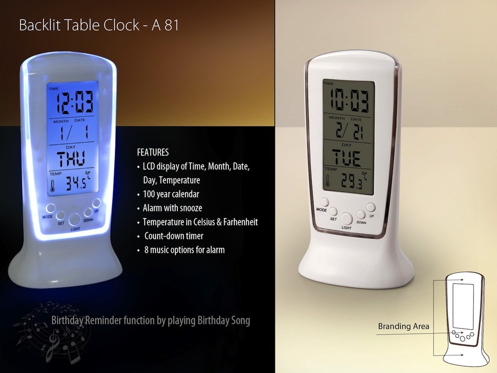 A81 Backlit table clock