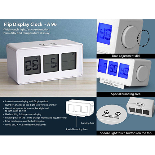 A96 Flip display clock with touch light snooze function
