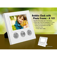 A101 Bubble Clock With Photo Frame - Color: White