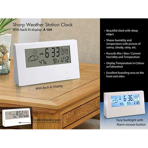 A104 Sharp weather station clock with backlight