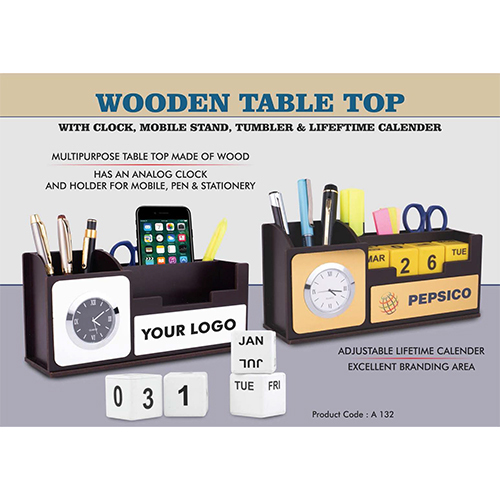 A132 Wooden Table top with Clock