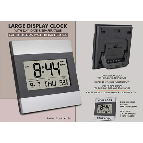 A134 Large display clock with Day, Date & Temperature