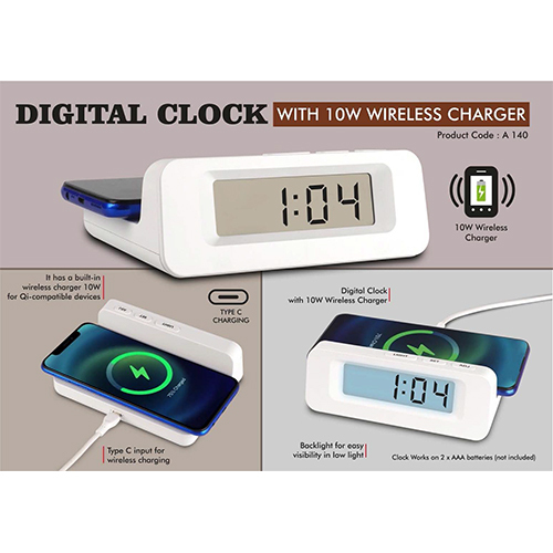 A140 Digital Clock with 10W Wireless Charger