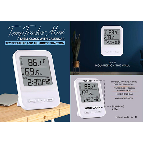 A141 TempTracker Mini Table Clock with Calendar