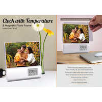 A142 Clock With Temperature And Magnetic Photo Frame - Color: White