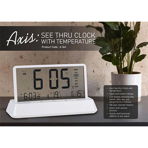 A144 Axis See thru clock with temperature