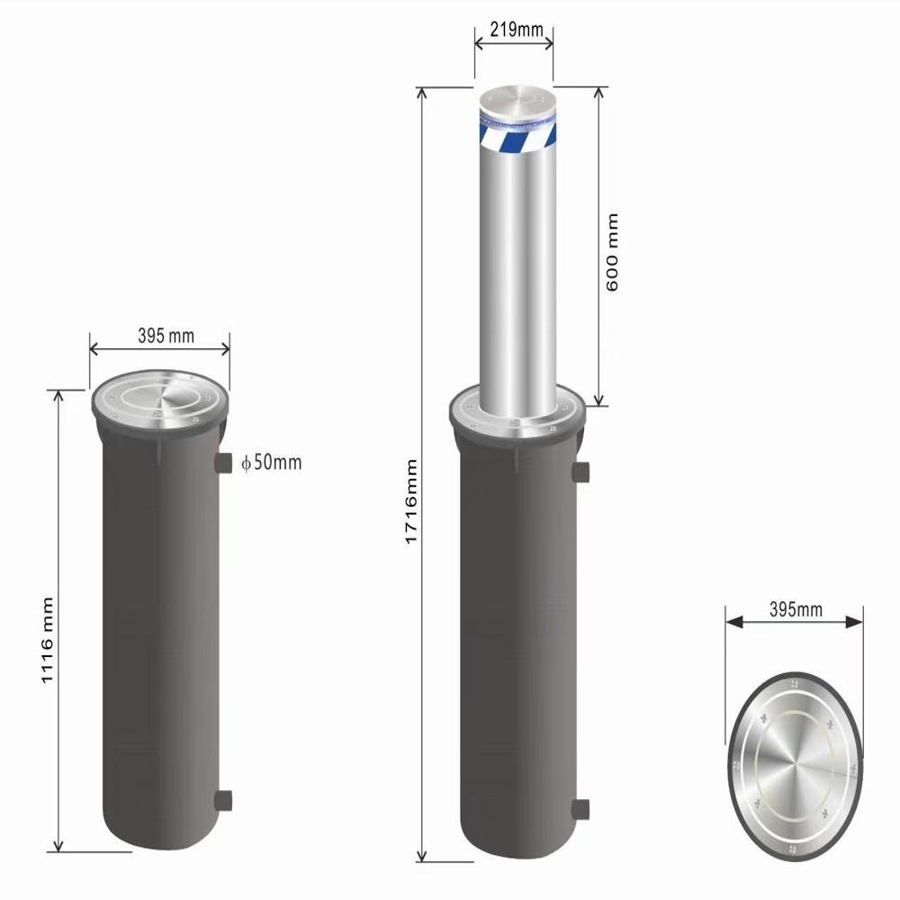Hydraulic Traffic Bollards - Color: Dark Grey Matel