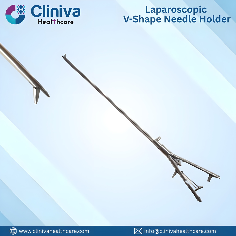 Laparoscopic V-Shape Needle Holder Straight Jaw