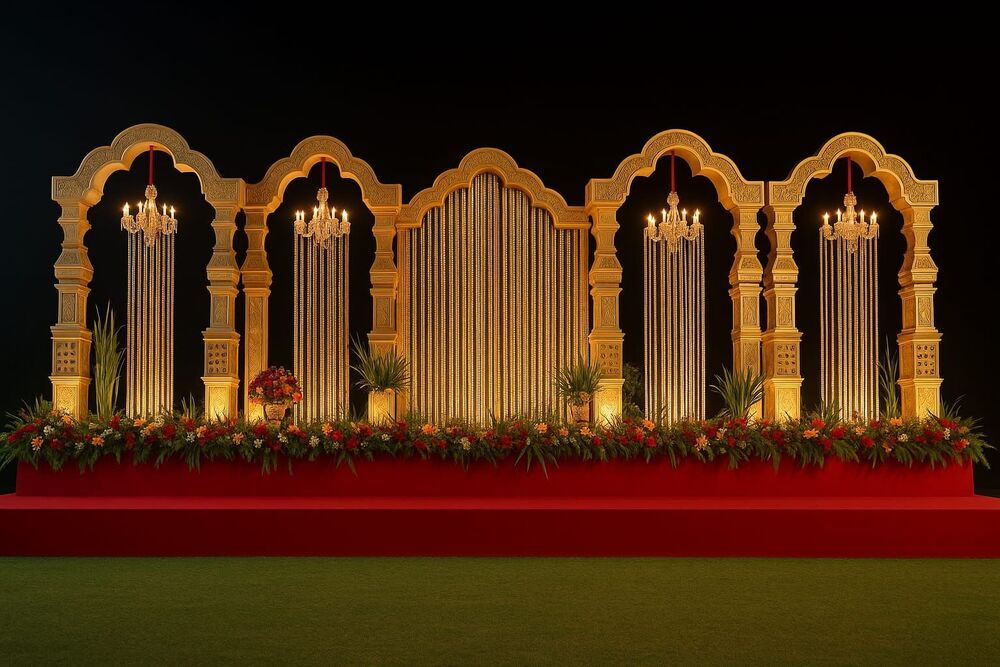 Golden Fiber Wedding Stage