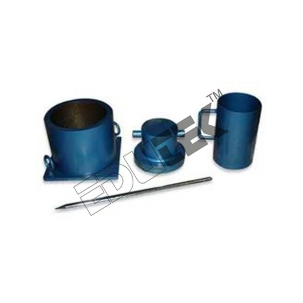 Aggregate Crushing Value Test Apparatus - Mild Steel, Cylindrical Cell 150mm Dia X 130-140mm Height, Plunger 148mm Dia X 100-115mm Height, Base Plate 200-230mm Square X 6mm Thickness, Tamping Rod 16mm Dia X 450-600mm Length, Metal Measure 110mm Dia X 180mm Height