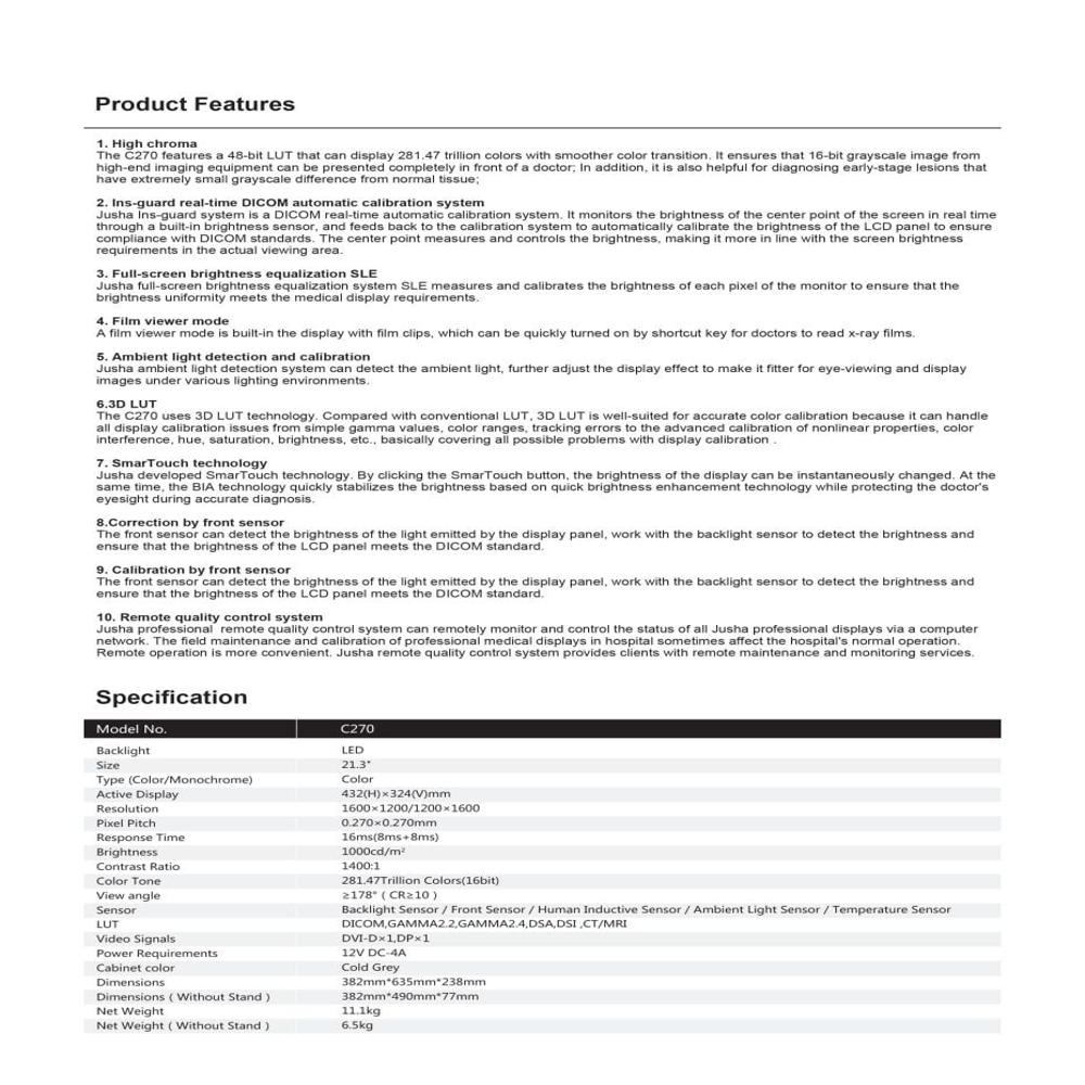 JUSHA HD Color Display / Monitor for CT Scan And MRI Machine