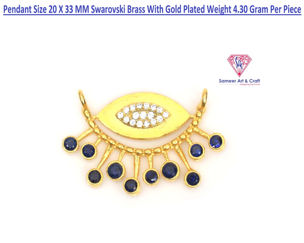 Swarovski Brass With 18k Gold Plated Pendant Evil Eye
