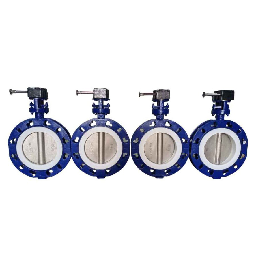 Wafer Type Split Body Design Butterfly Valve - Color: Blue