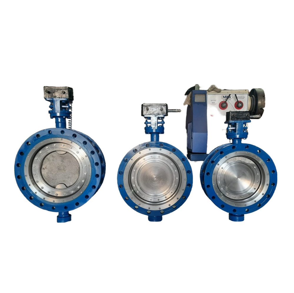 Double Flange Type Double Eccentric Design Butterfly Valve - Color: Blue
