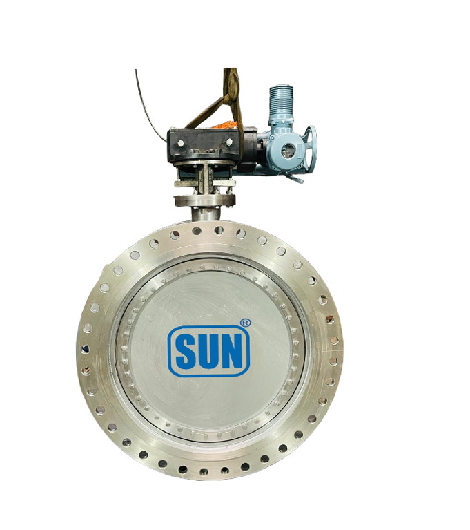 Double Flange Type Triple Eccentric Design Butterfly Valve - Color: Silver