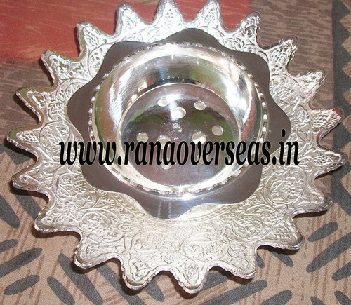 Silver Plated Dhoop - Brass Material, Polished Finish | Indian Professional Pooja Item in Elegant Silver Color