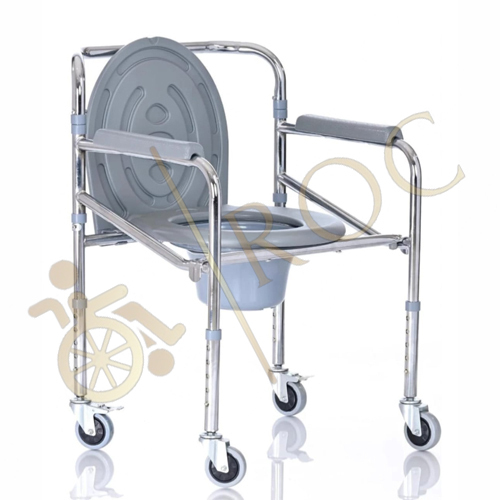 Height Adjustable Commode Chair With Wheel - Color: Different Available