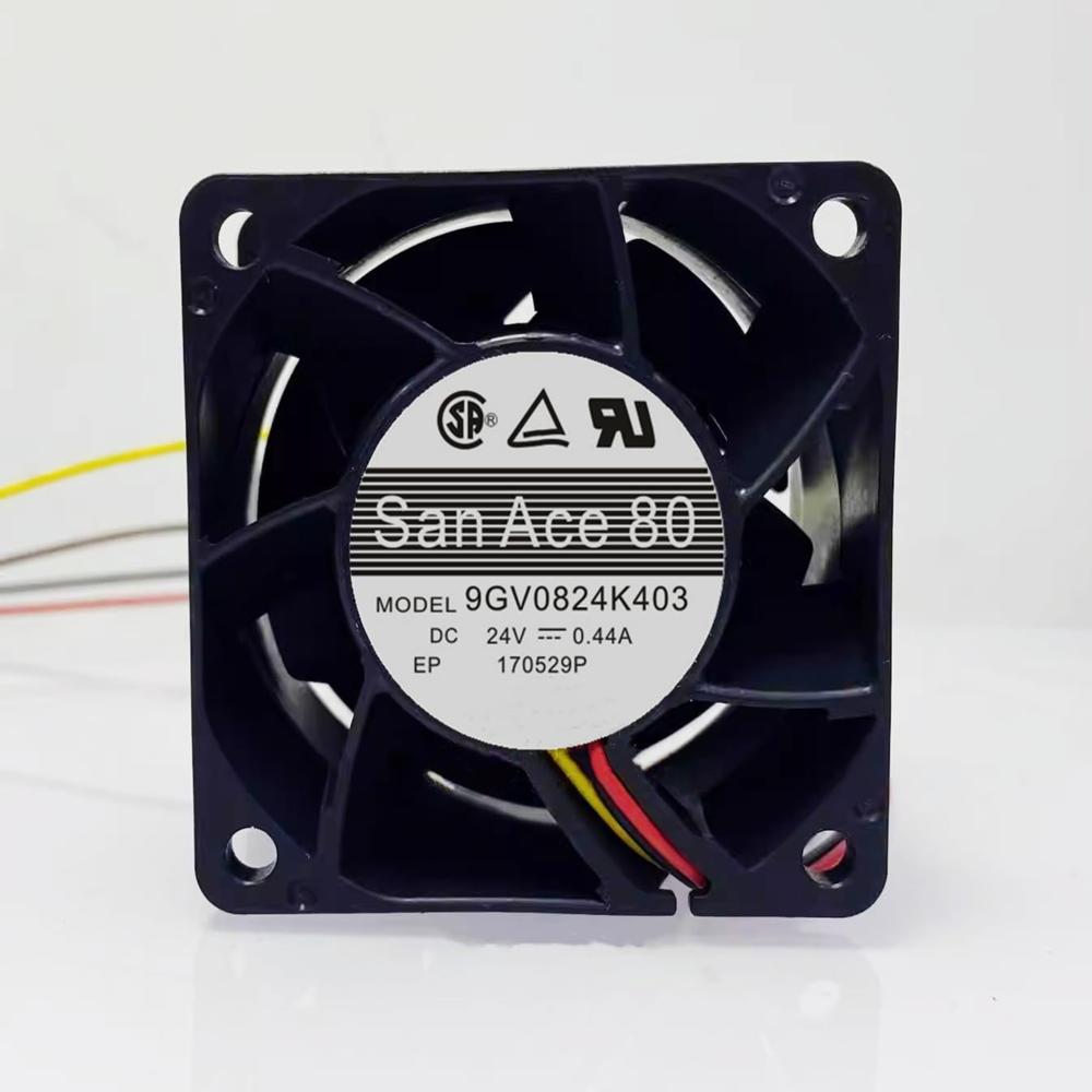 SANACE 9GV0824K403 DC 24V 0.44A 8025mm 8cm 3-Wire Ball Bearing Inverter Industrial Axial Cooling Fan