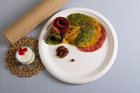 11 Inch 4 Compartment Sugercane Bagasse Round Plate - Color: White
