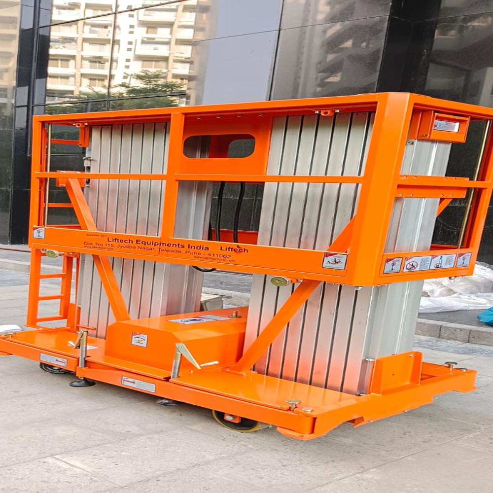 Dual Mast Aerial Work Platform - Color: Silver Orange