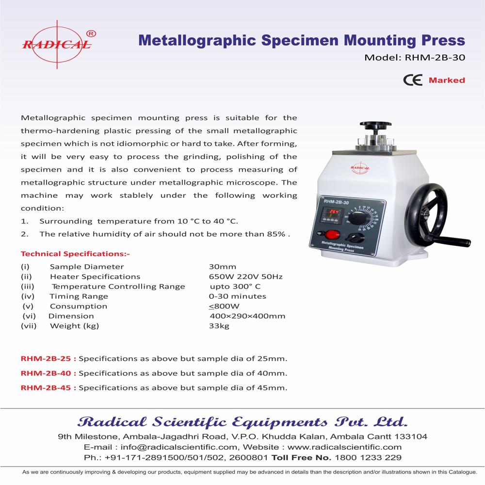 Metallographic Specimen Mounting Press Rhm-2b-30 - Color: White