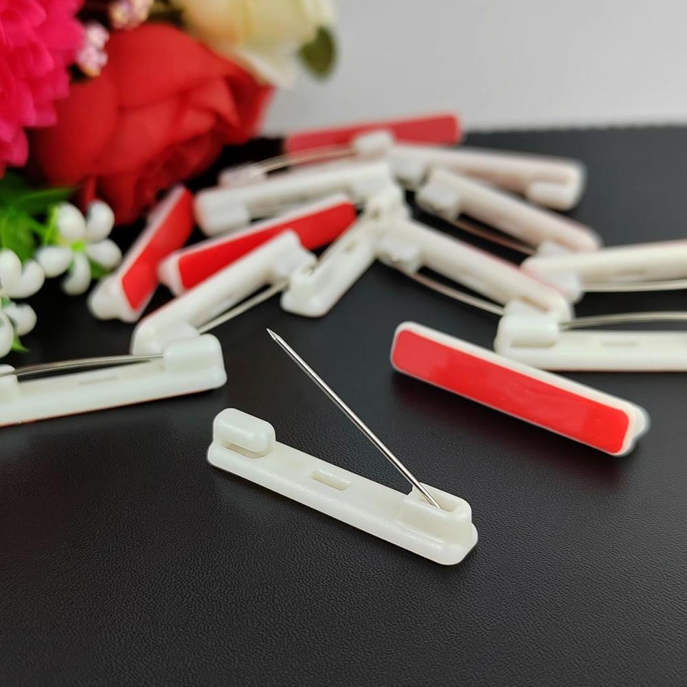 Plastic Badge Pin - Color: White
