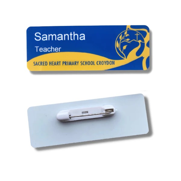 Plastic Badge Pin - Color: White