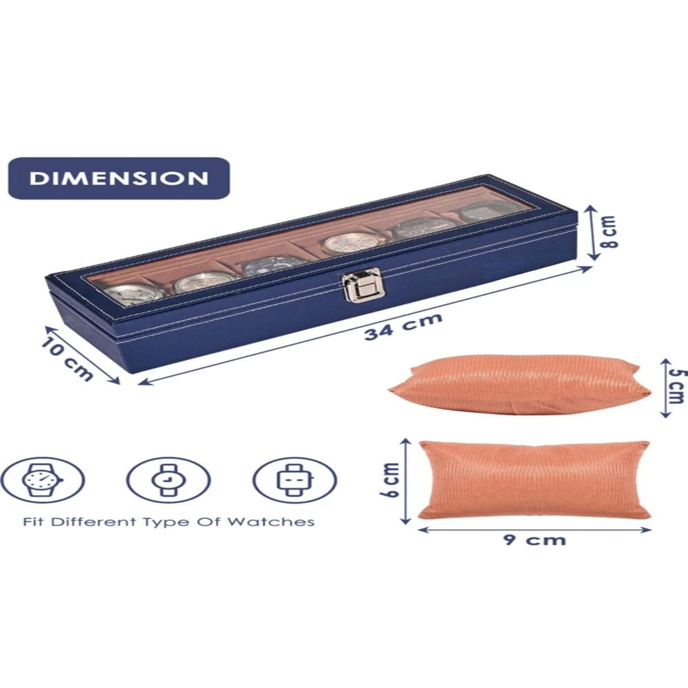 6 Slots Watch Box - Color: Black