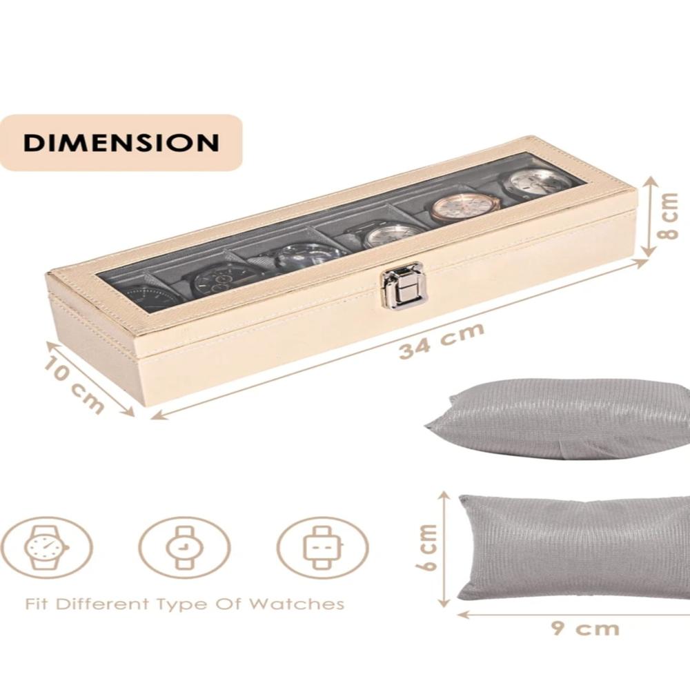 6 Slots Watch Box - Color: White