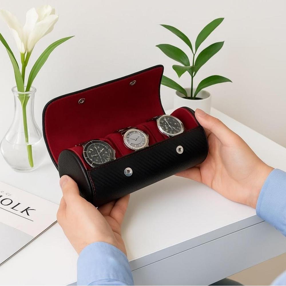 3 Slots Watch Box - Color: Black