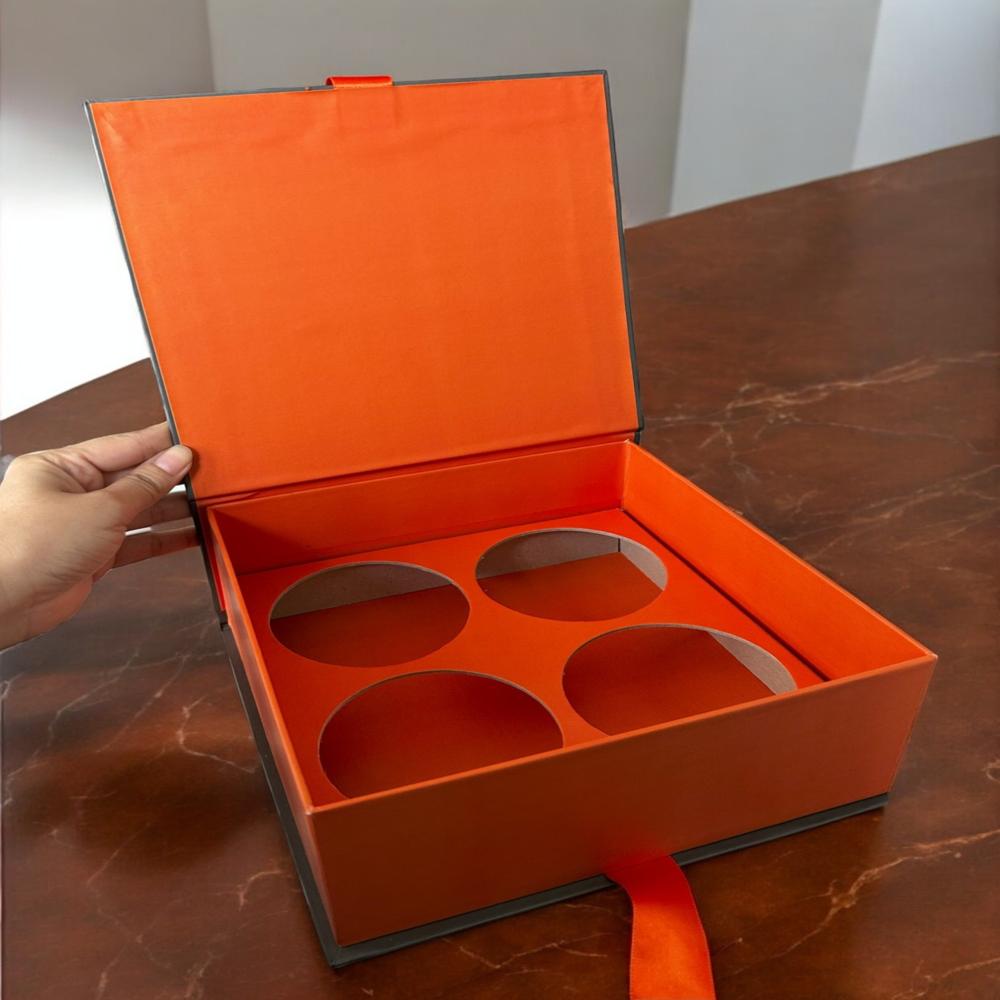Magnetic Flap Rigid Box With Ribbon - Coating Type: Customized