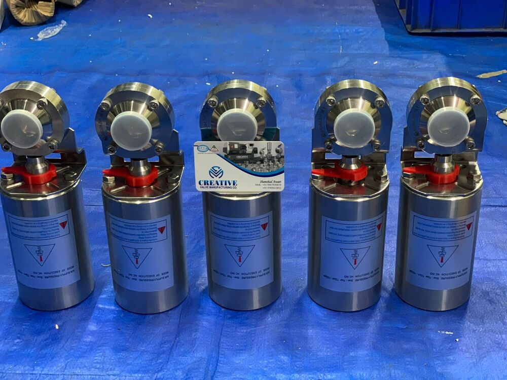 Ss 304 Ss 316 Pneumatic Actuator Ss Body Butterfly Valve - Color: Silver