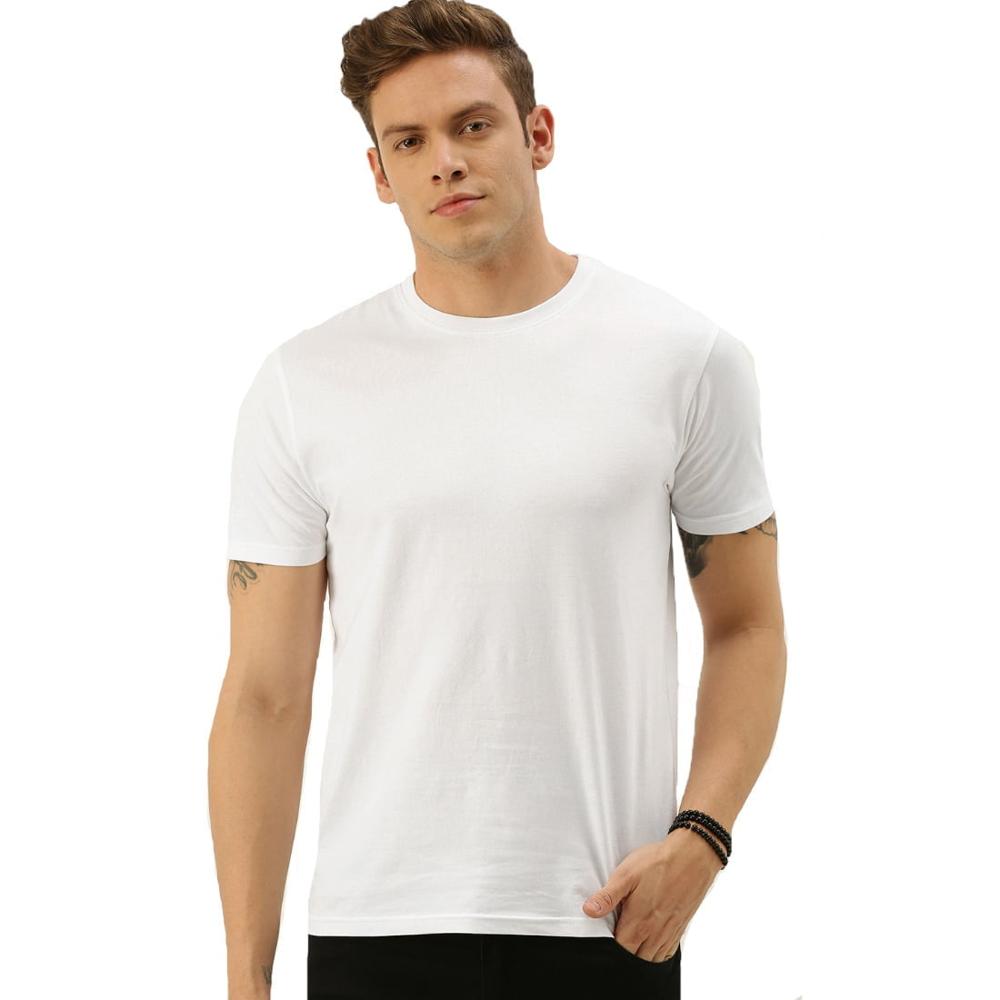 White Round neck Plain T Shirts