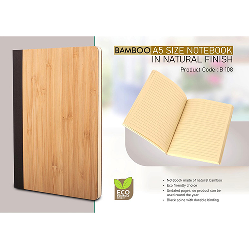 Bamboo A5 size notebook in natural finish Undated pages