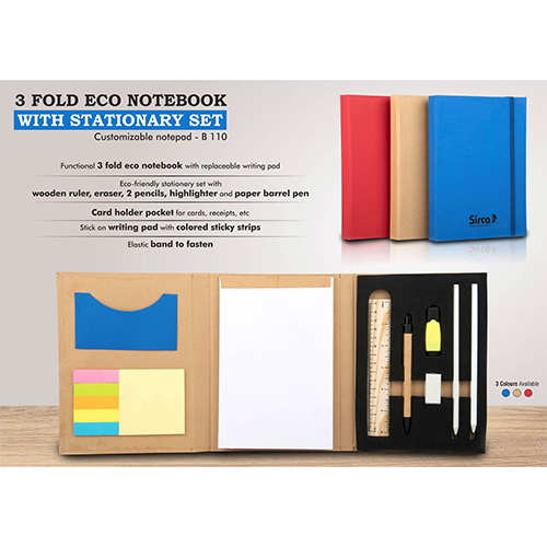 3 fold Eco Notebook with stationary set