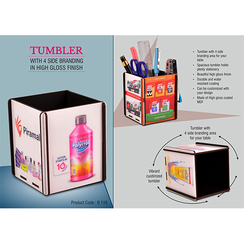 Tumbler with 4 side branding in high gloss finish