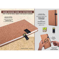 Hard bound Cork A5 notebook with Pen Drive