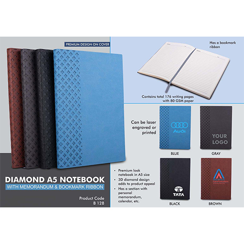 Diamond A5 notebook with memorandum & Bookmark ribbon