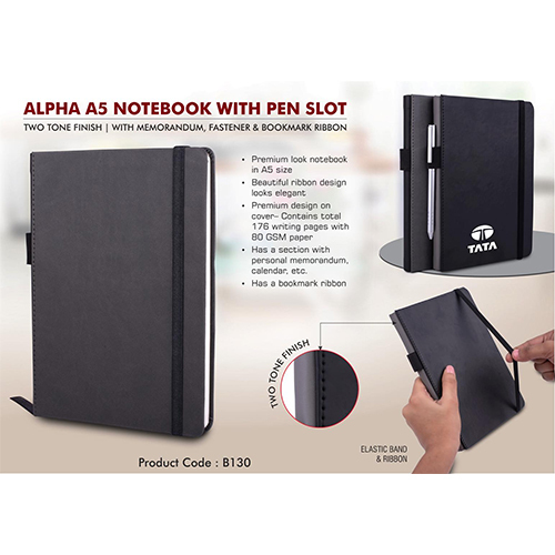 Alpha A5 notebook with Pen Slot