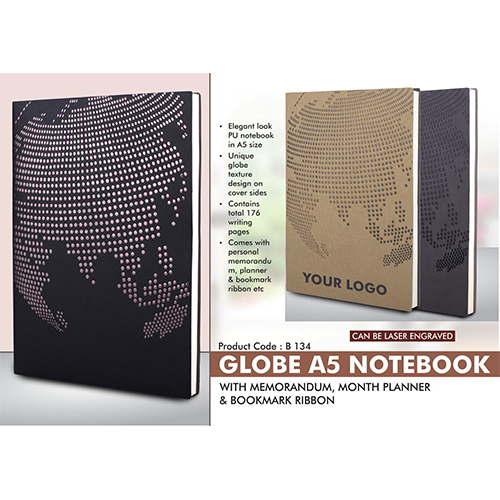 Globe A5 notebook with memorandum, month planner