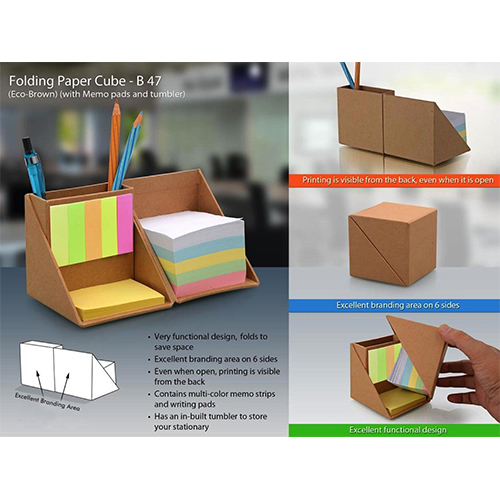 Folding paper cube (with memo pad and tumbler)