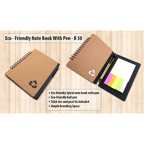 Eco notebook with pen and sticky pads