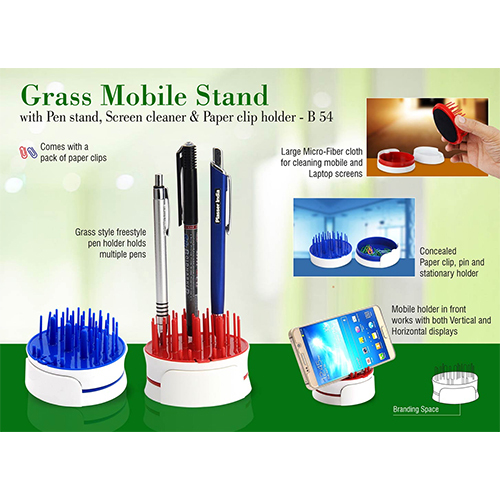 Grass Mobile stand with Pen stand, Screen Cleaner & Paper Clip Holder