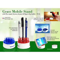 Grass Mobile Stand With Pen Stand, Screen Cleaner & Paper Clip Holder - Feature: Good Quality